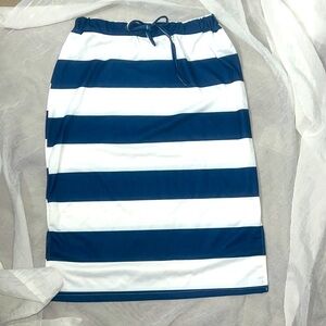 stretchy, blue, and white striped‎ skirt sz large